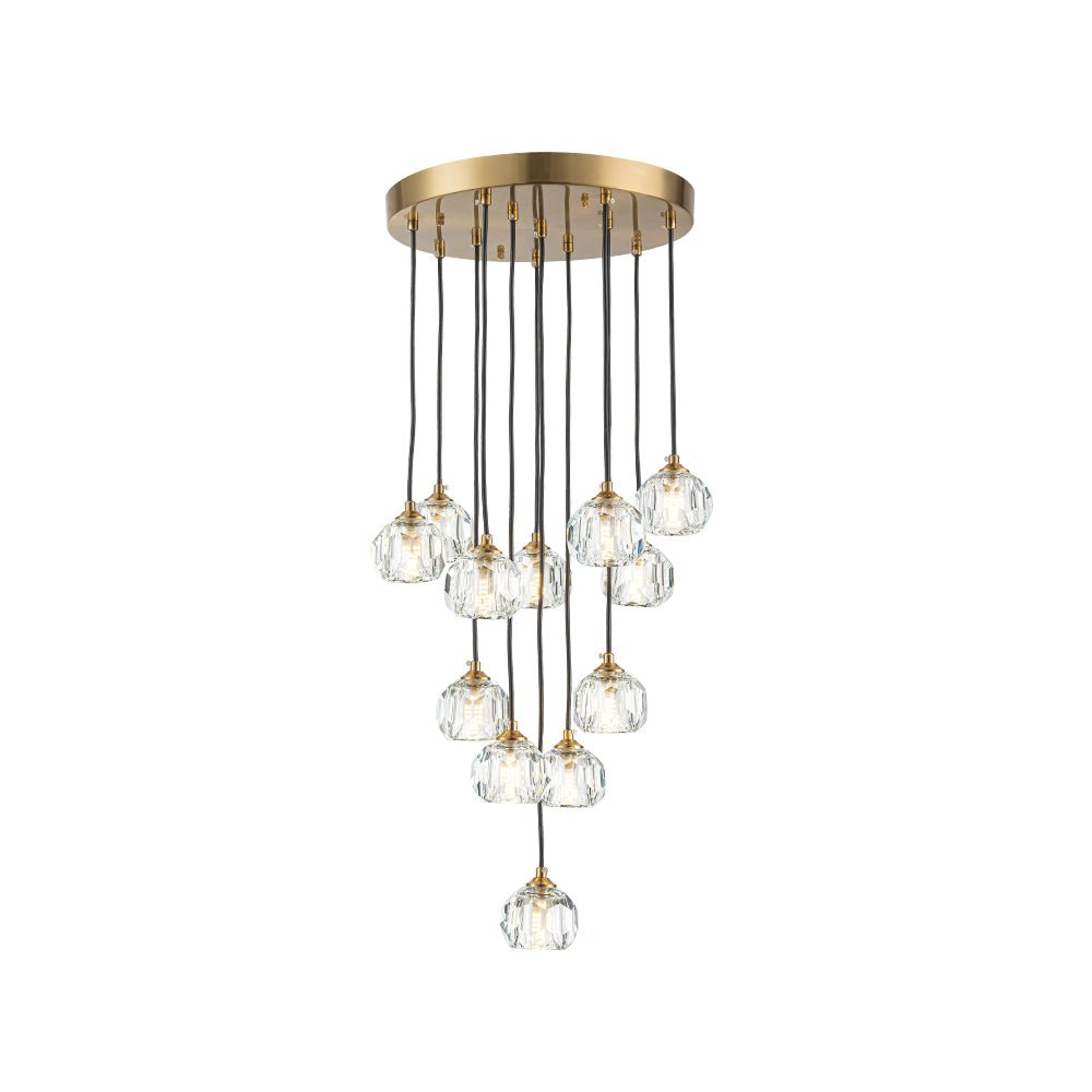Bauhaus Glam 12 - Light Staircase Cluster Crystal Multi - Drop Tassel Pendant Light - LightfixturesUAE
