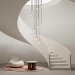Bauhaus Glam 12 - Light Staircase Cluster Crystal Multi - Drop Tassel Pendant Light - LightfixturesUAE