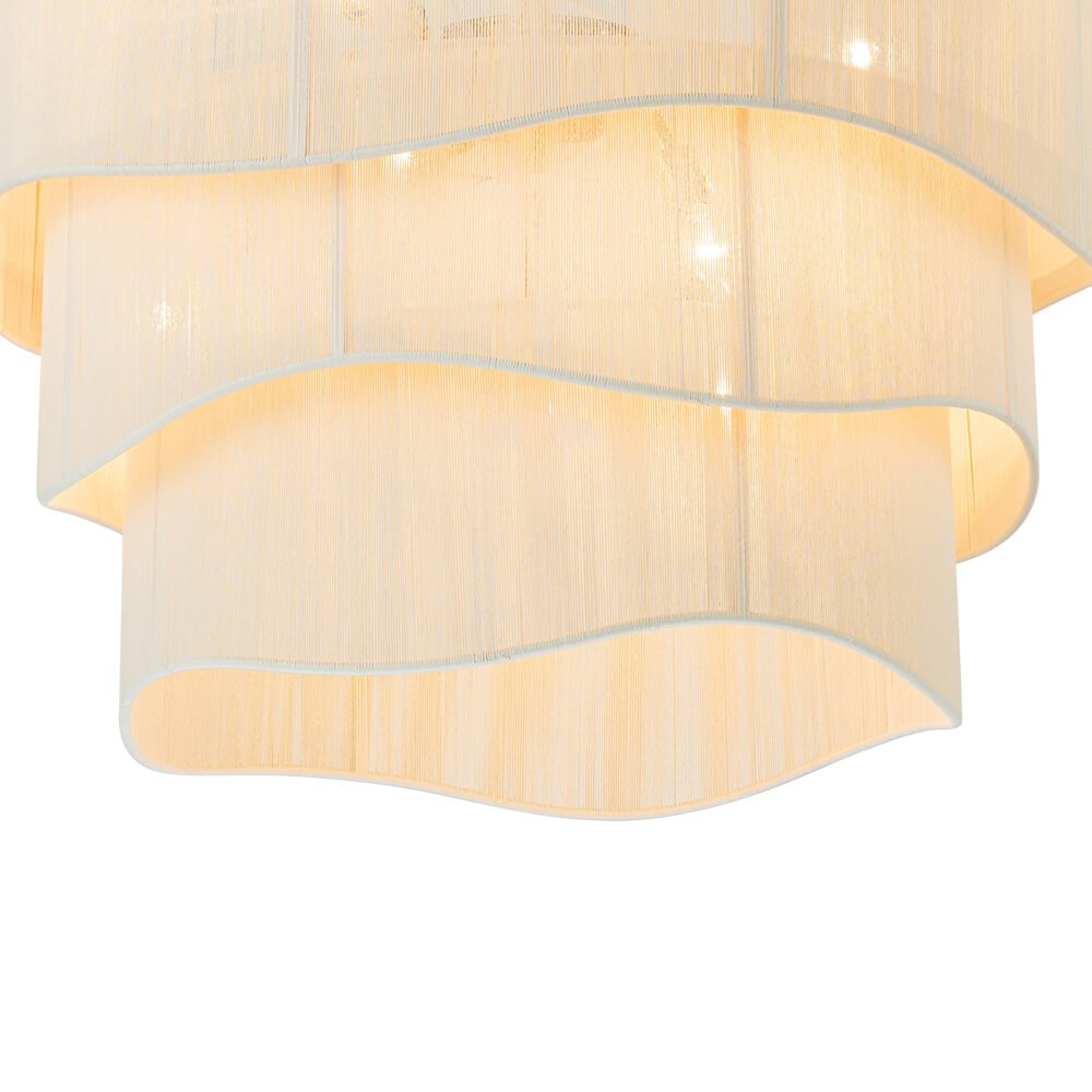 Boho 3 - Tier Beige Handwoven Drum Chandelier - LightfixturesUAE