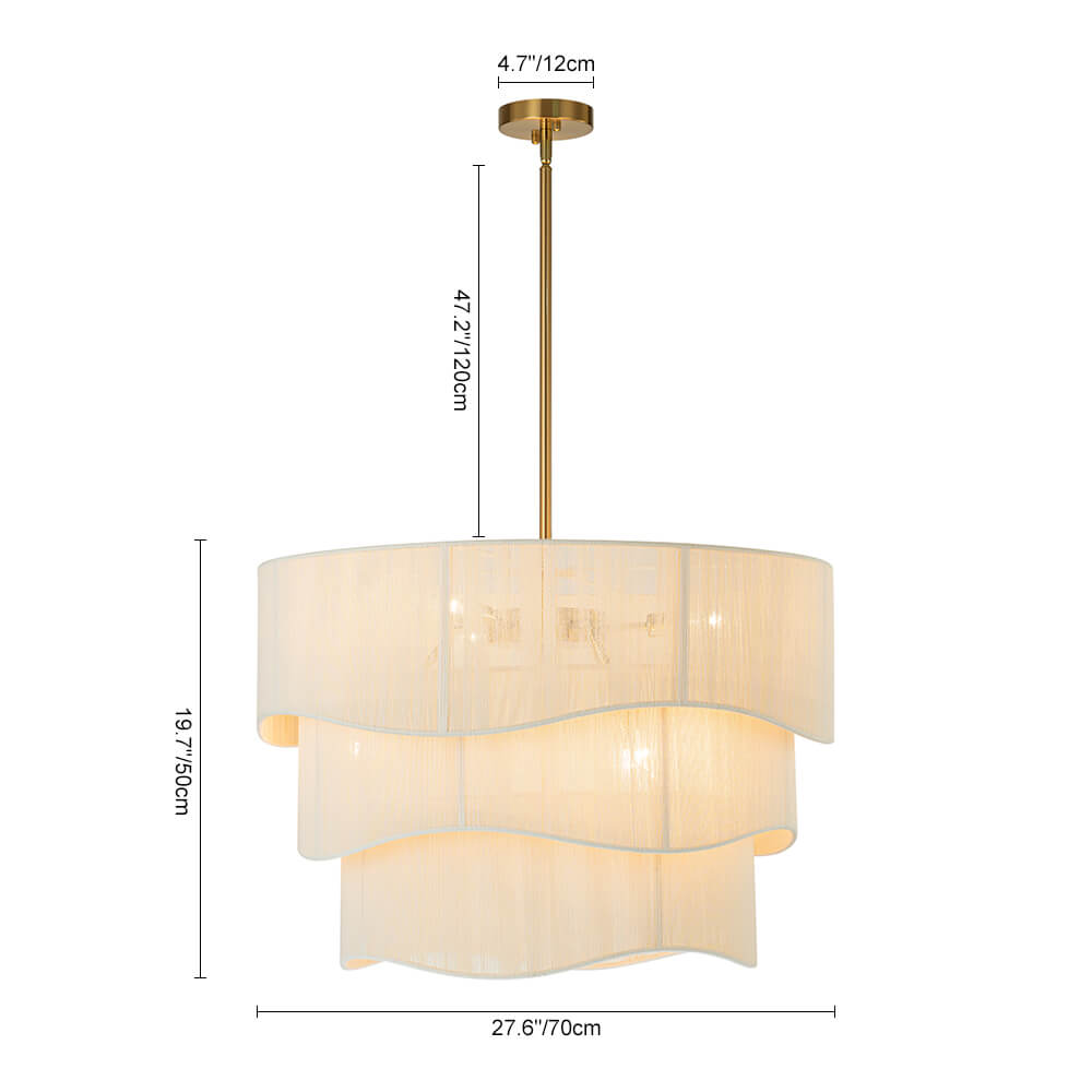 Boho 3 - Tier Beige Handwoven Drum Chandelier - LightfixturesUAE