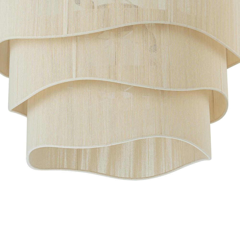 Boho 3 - Tier Beige Handwoven Drum Chandelier - LightfixturesUAE