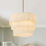 Boho 3 - Tier Beige Handwoven Drum Chandelier - LightfixturesUAE