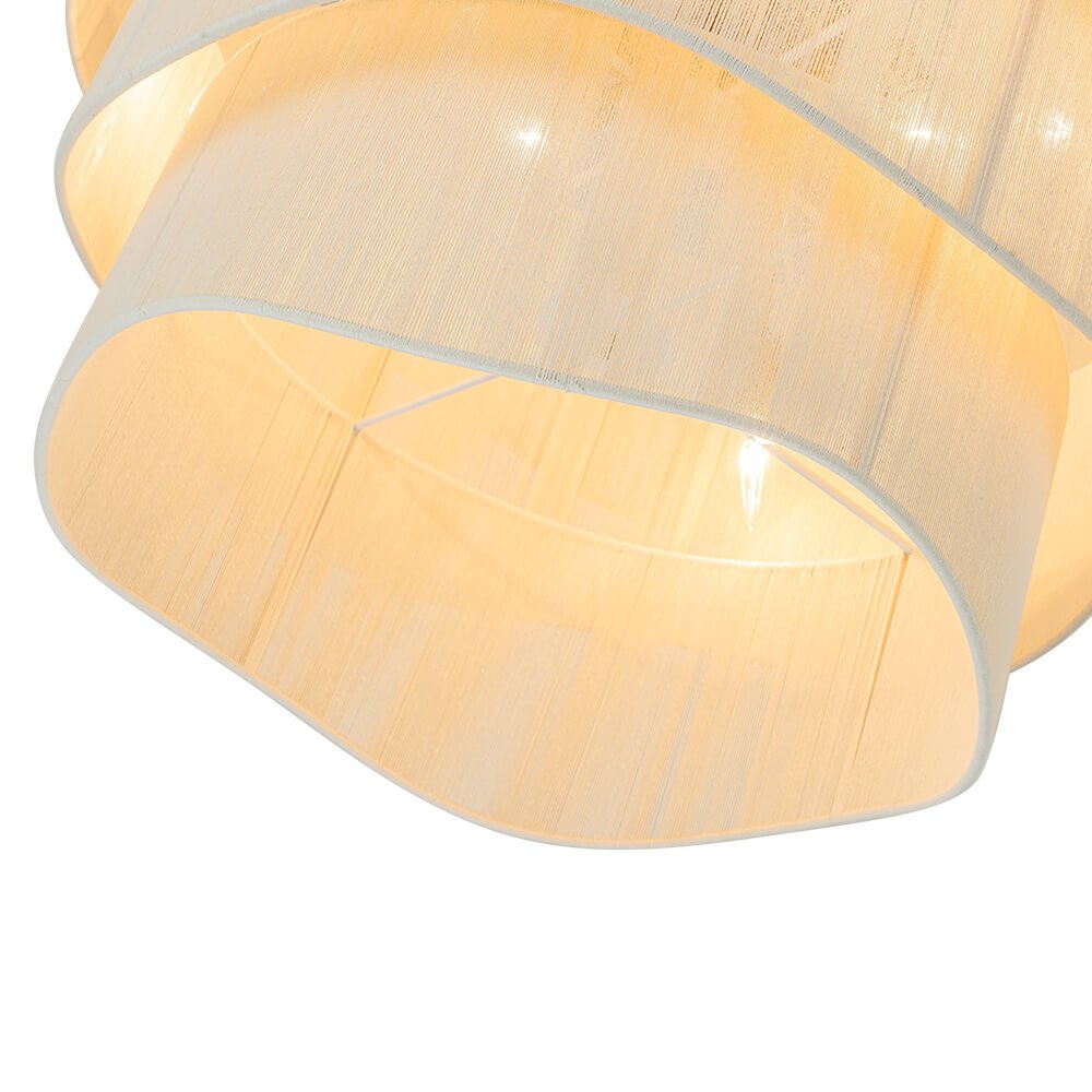 Boho 3 - Tier Beige Handwoven Drum Chandelier - LightfixturesUAE
