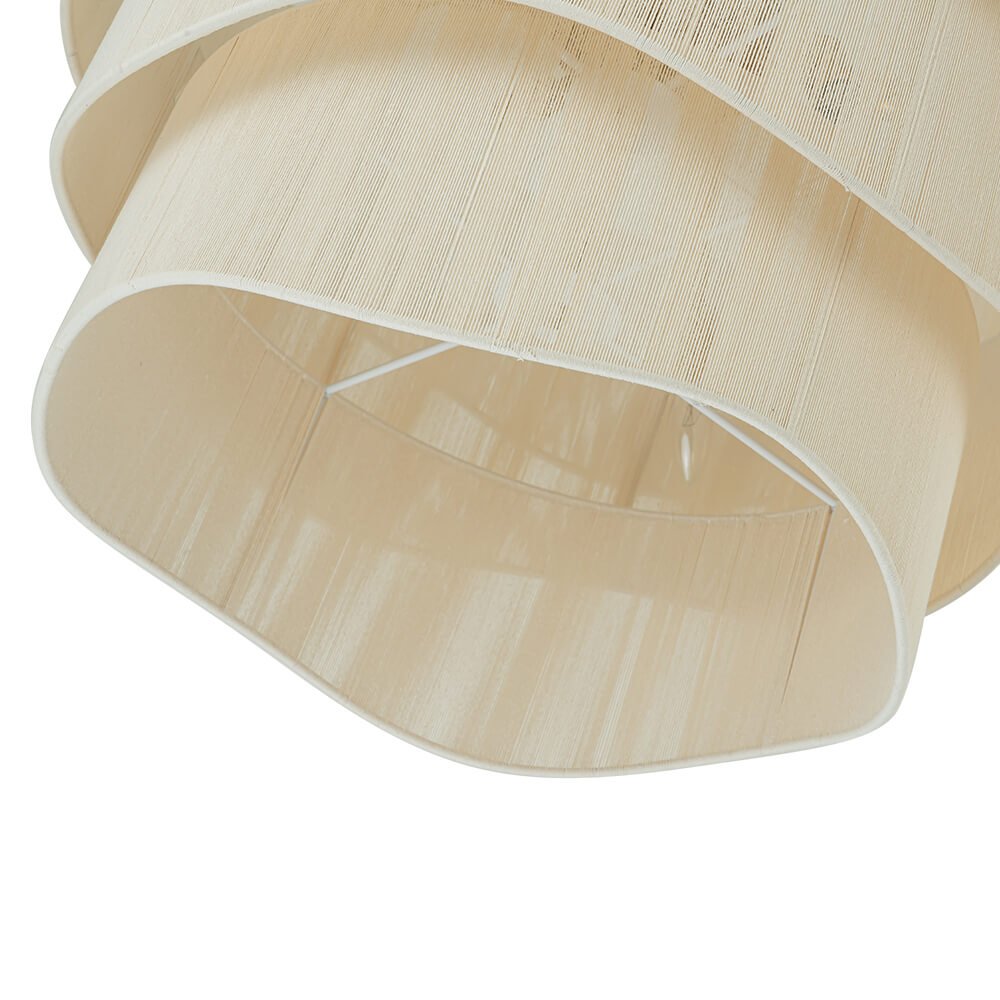 Boho 3 - Tier Beige Handwoven Drum Chandelier - LightfixturesUAE