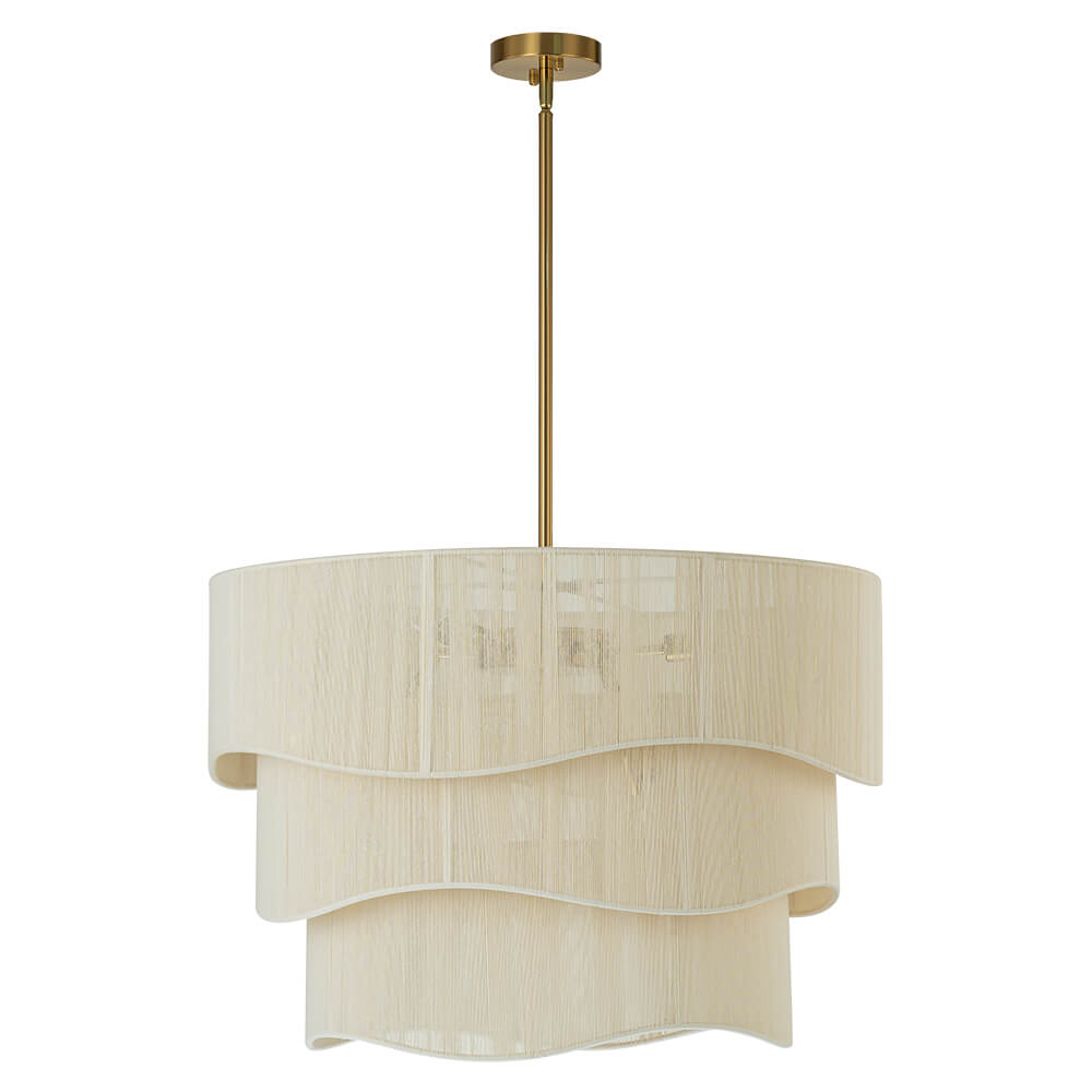 Boho 3 - Tier Beige Handwoven Drum Chandelier - LightfixturesUAE