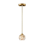 Brass Mini Pendant Lighting Crystal Shade Hanging Light - LightfixturesUAE
