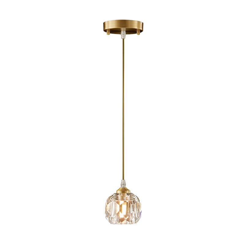 Brass Mini Pendant Lighting Crystal Shade Hanging Light - LightfixturesUAE