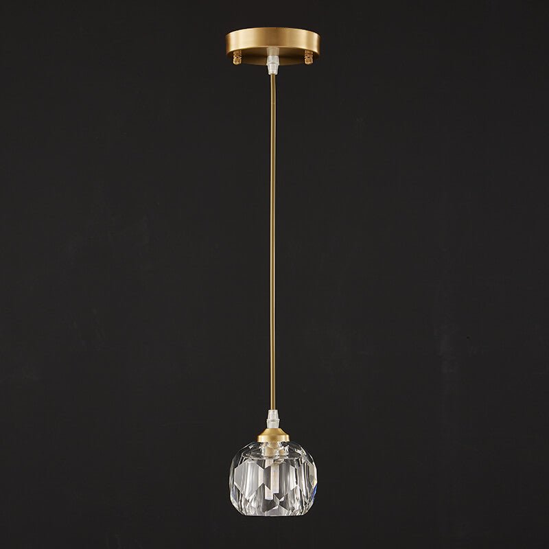 Brass Mini Pendant Lighting Crystal Shade Hanging Light - LightfixturesUAE