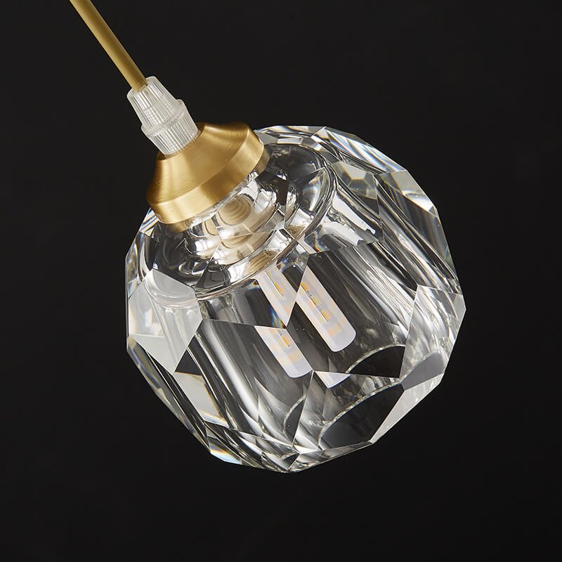 Brass Mini Pendant Lighting Crystal Shade Hanging Light - LightfixturesUAE