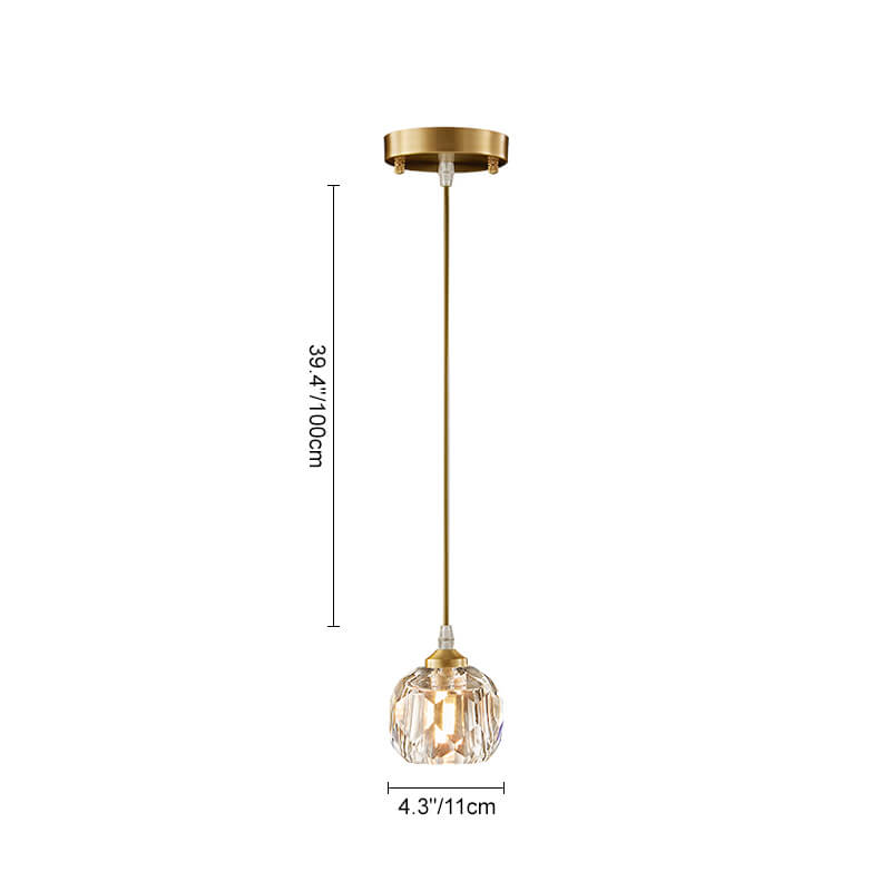 Brass Mini Pendant Lighting Crystal Shade Hanging Light - LightfixturesUAE
