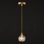 Brass Mini Pendant Lighting Crystal Shade Hanging Light - LightfixturesUAE