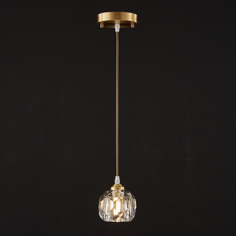 Brass Mini Pendant Lighting Crystal Shade Hanging Light - LightfixturesUAE