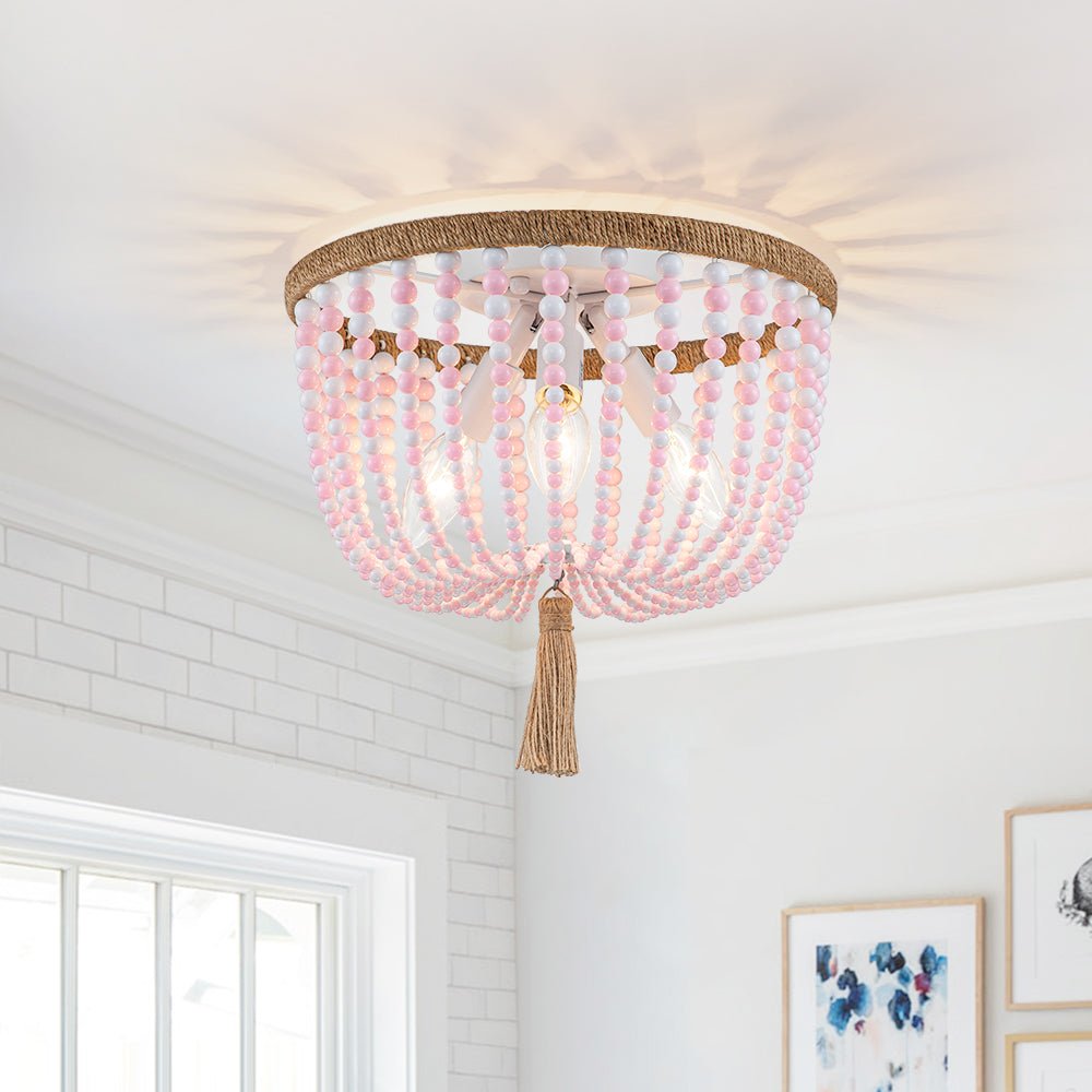 Coastal Colorful Beaded Flush Mount Ceiling Light - LightfixturesUAE