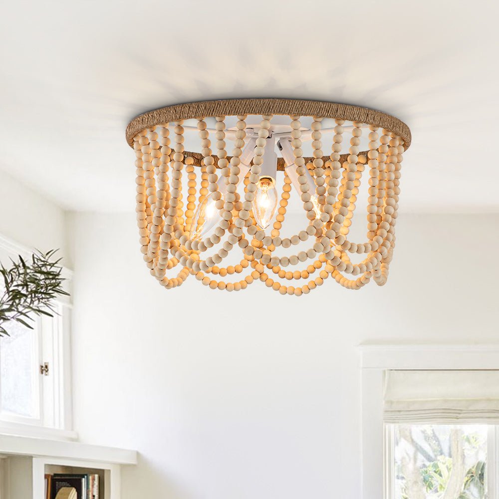 Coastal Modern Beaded Flush Mount Ceiling Light - LightfixturesUAE