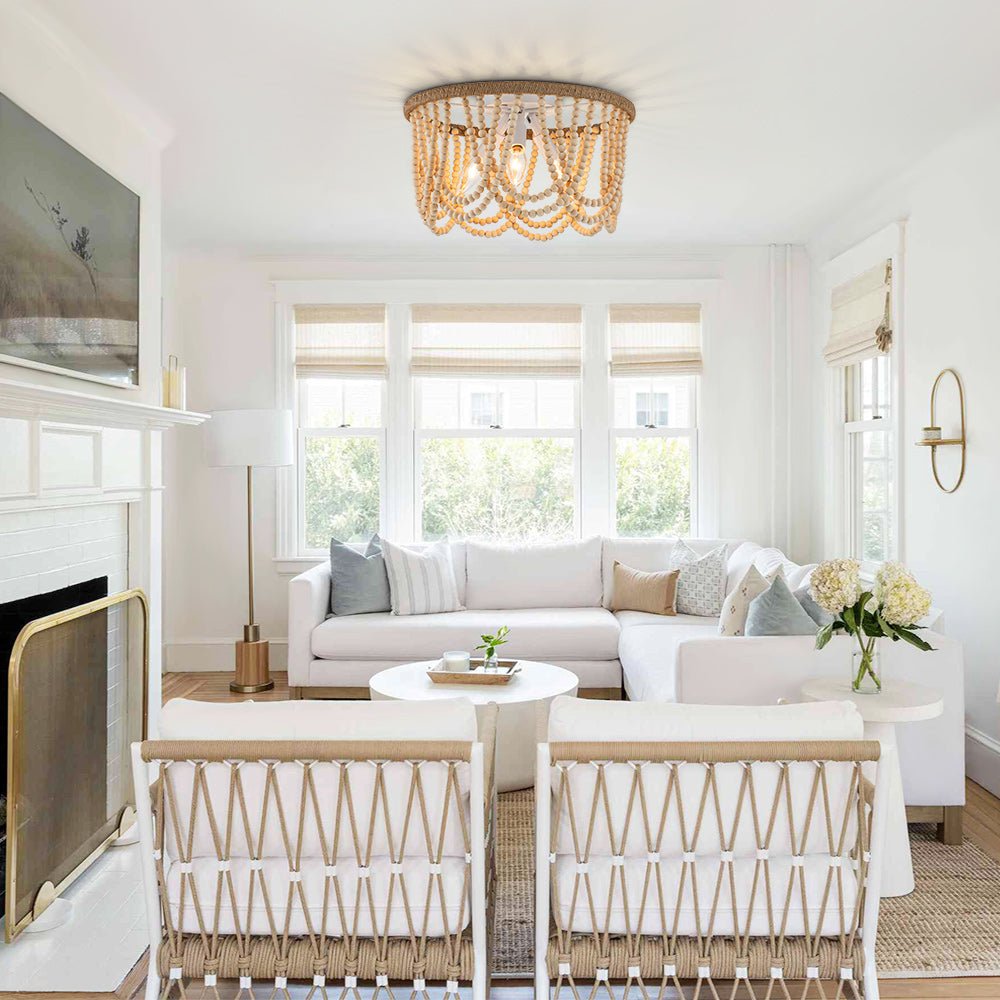 Coastal Modern Beaded Flush Mount Ceiling Light - LightfixturesUAE