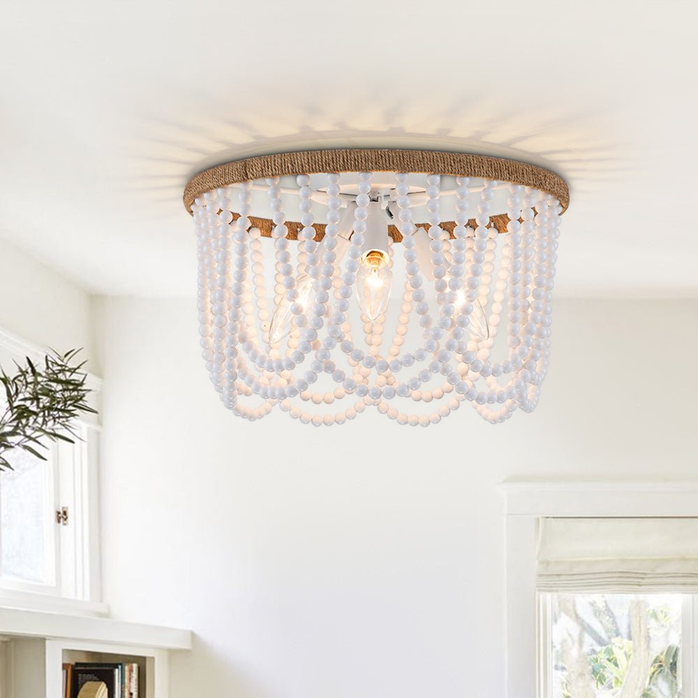 Coastal Modern Beaded Flush Mount Ceiling Light - LightfixturesUAE
