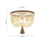 Coastal Wood Beaded Flush Mount Ceiling Light - LightfixturesUAE