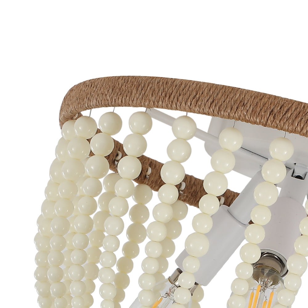 Coastal Wood Beaded Flush Mount Ceiling Light - LightfixturesUAE
