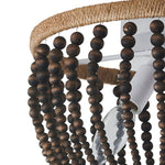 Coastal Wood Beaded Flush Mount Ceiling Light - LightfixturesUAE