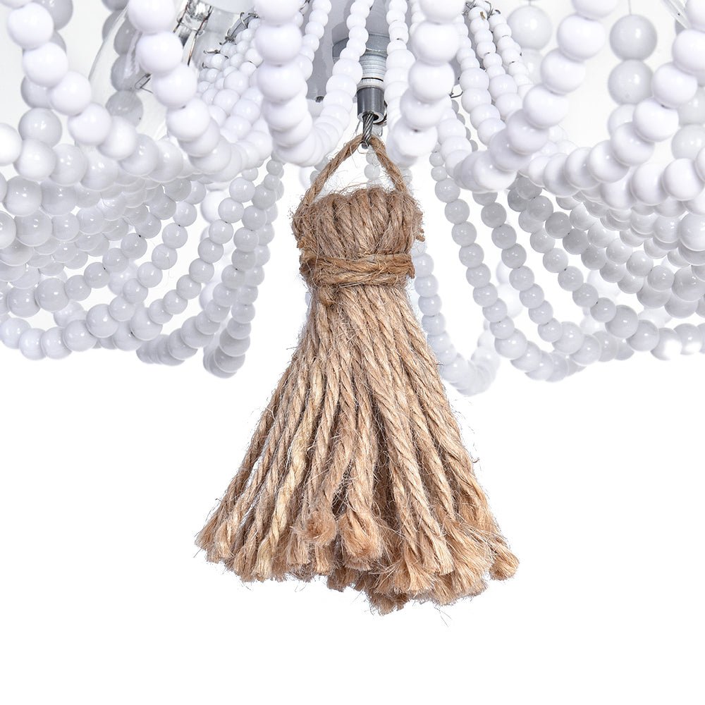 Coastal Wood Beaded Flush Mount Ceiling Light - LightfixturesUAE