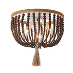 Coastal Wood Beaded Flush Mount Ceiling Light - LightfixturesUAE