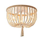 Coastal Wood Beaded Flush Mount Ceiling Light - LightfixturesUAE