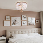 Coastal Wood Beaded Flush Mount Ceiling Light - LightfixturesUAE