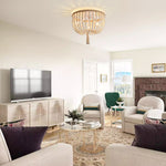Coastal Wood Beaded Flush Mount Ceiling Light - LightfixturesUAE