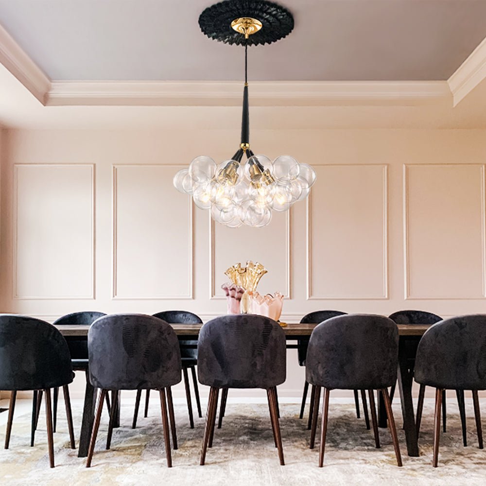 Contemporary Cluster Clear Glass Cloud Bubble Chandelier - LightfixturesUAE