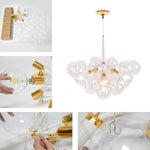 Contemporary Cluster Clear Glass Cloud Bubble Chandelier - LightfixturesUAE