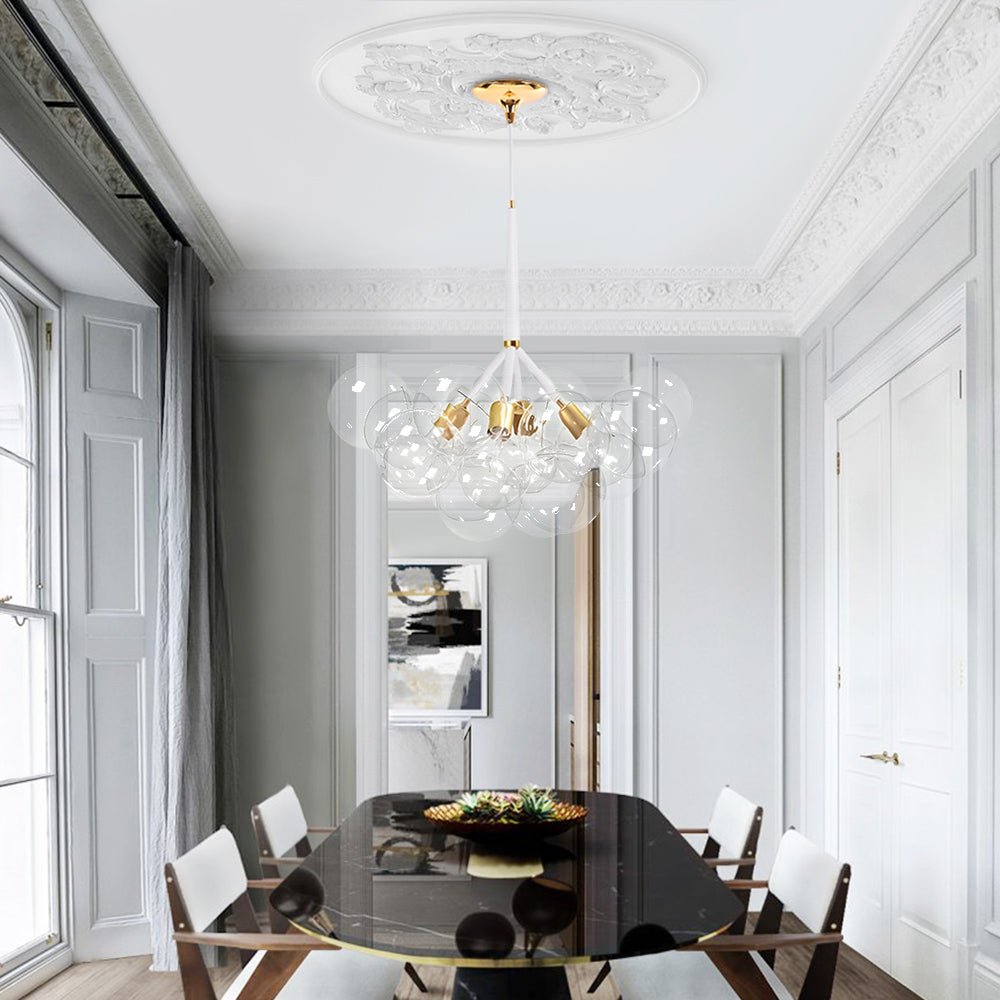 Contemporary Cluster Clear Glass Cloud Bubble Chandelier - LightfixturesUAE