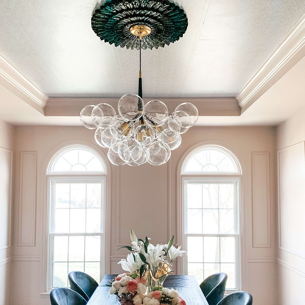 Contemporary Cluster Clear Glass Cloud Bubble Chandelier - LightfixturesUAE