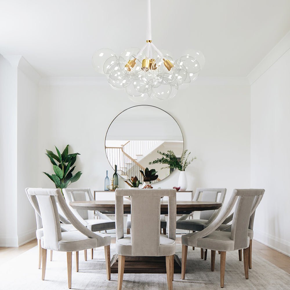 Contemporary Cluster Clear Glass Cloud Bubble Chandelier - LightfixturesUAE