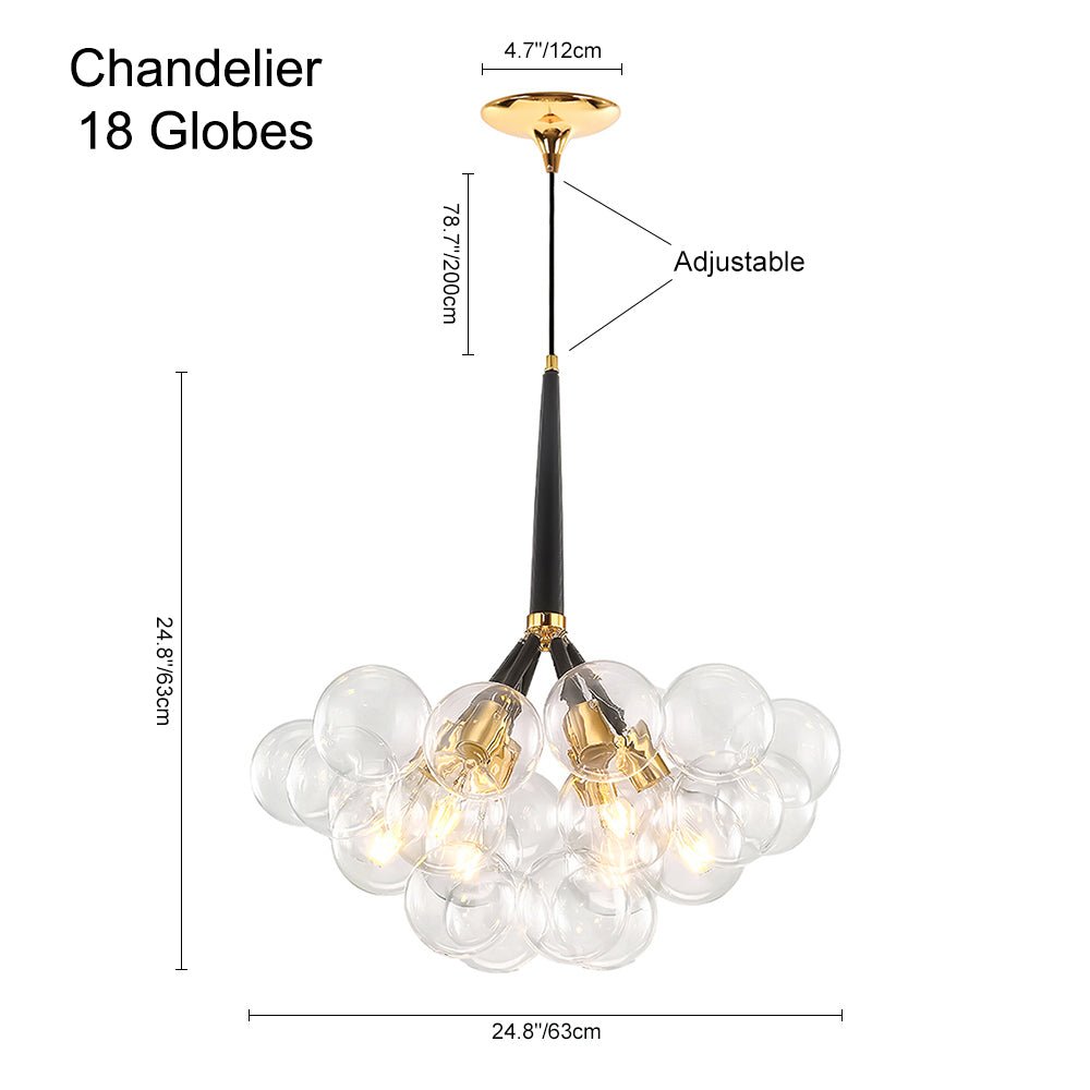 Contemporary Cluster Clear Glass Cloud Bubble Chandelier - LightfixturesUAE