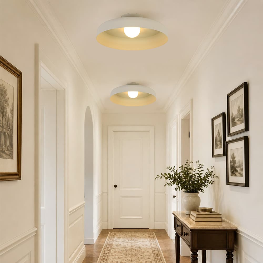 Cream Style Minimalist Khaki Matte Shallow Pan Semi Flush Mount - LightfixturesUAE