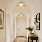 Cream Style Minimalist Khaki Matte Shallow Pan Semi Flush Mount - LightfixturesUAE