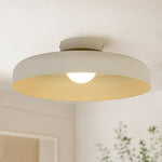 Cream Style Minimalist Khaki Matte Shallow Pan Semi Flush Mount - LightfixturesUAE