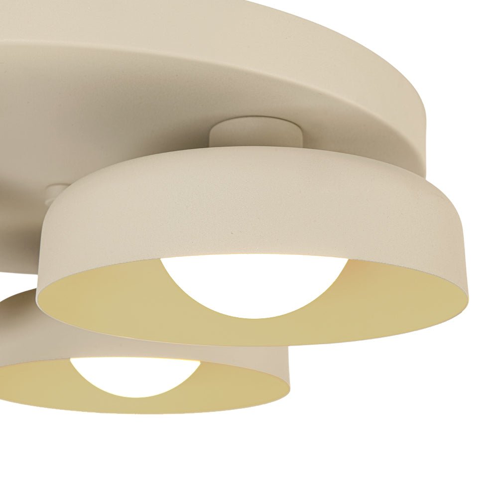 Dimmable Warm Light Khaki Matte 3 - Light Bowl LED Flush Mount - LightfixturesUAE