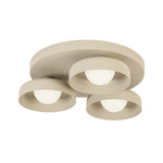 Dimmable Warm Light Khaki Matte 3 - Light Bowl LED Flush Mount - LightfixturesUAE