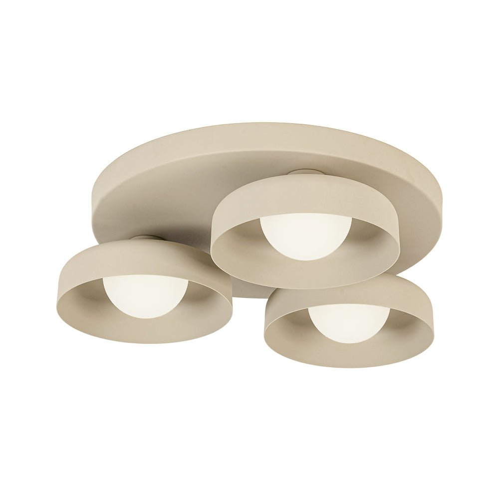 Dimmable Warm Light Khaki Matte 3 - Light Bowl LED Flush Mount - LightfixturesUAE