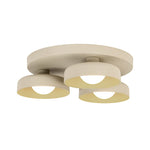 Dimmable Warm Light Khaki Matte 3 - Light Bowl LED Flush Mount - LightfixturesUAE