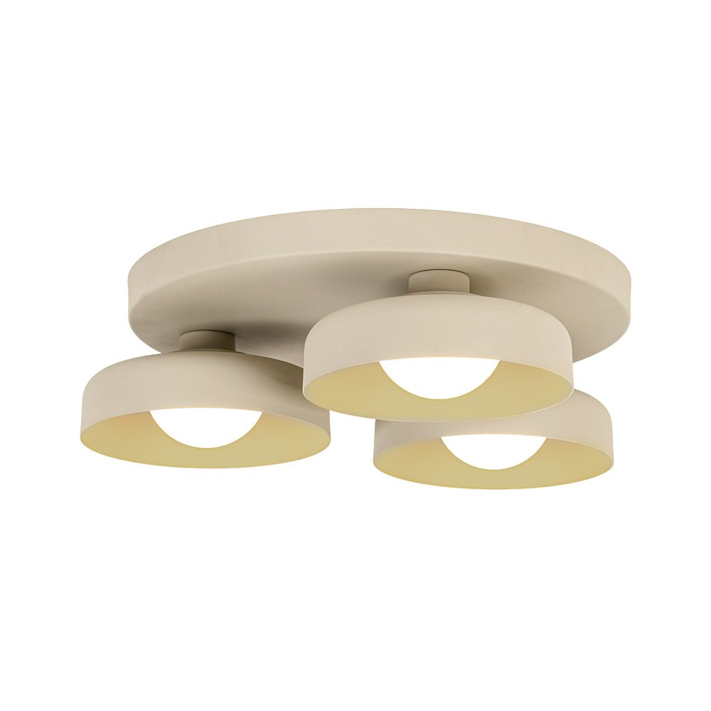 Dimmable Warm Light Khaki Matte 3 - Light Bowl LED Flush Mount - LightfixturesUAE