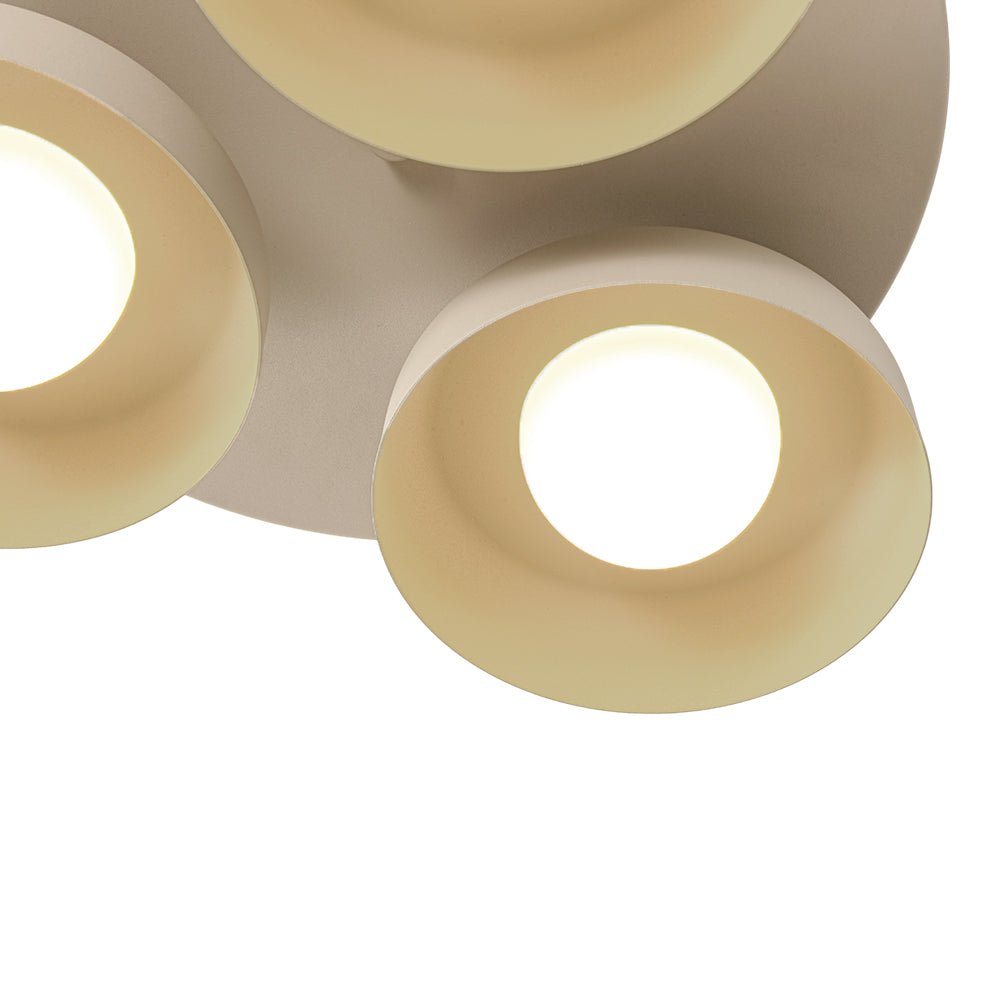 Dimmable Warm Light Khaki Matte 3 - Light Bowl LED Flush Mount - LightfixturesUAE