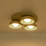 Dimmable Warm Light Khaki Matte 3 - Light Bowl LED Flush Mount - LightfixturesUAE