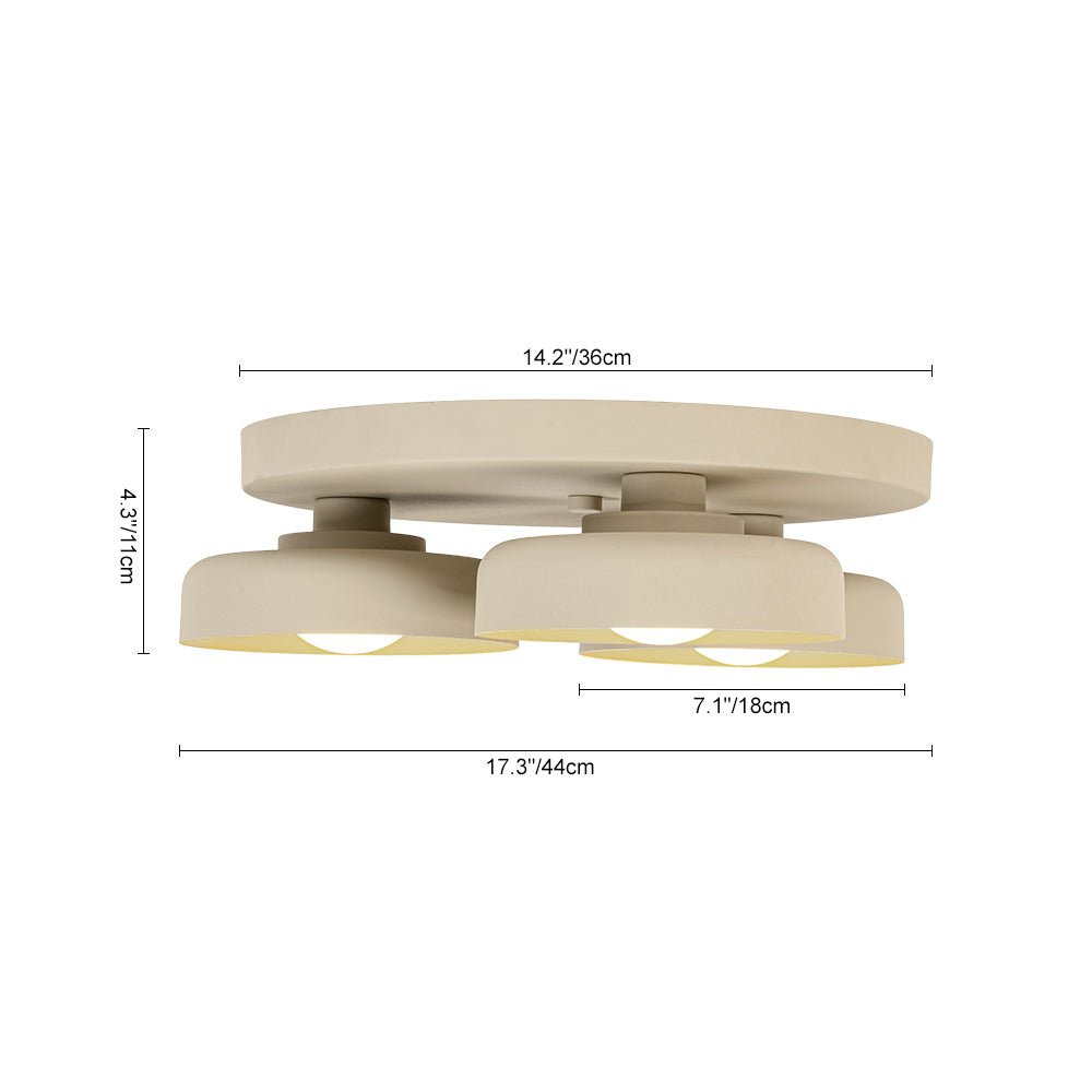 Dimmable Warm Light Khaki Matte 3 - Light Bowl LED Flush Mount - LightfixturesUAE
