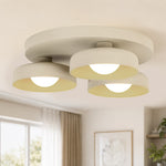 Dimmable Warm Light Khaki Matte 3 - Light Bowl LED Flush Mount - LightfixturesUAE