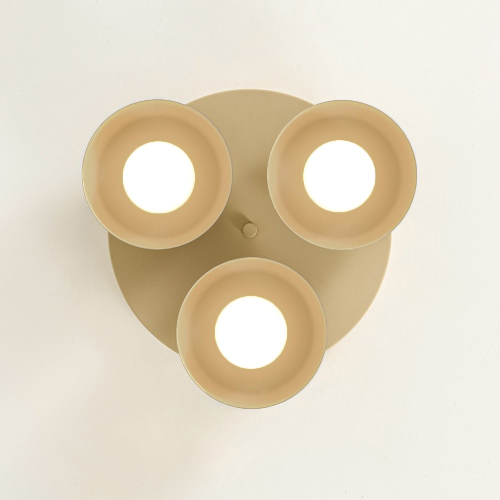 Dimmable Warm Light Khaki Matte 3 - Light Bowl LED Flush Mount - LightfixturesUAE