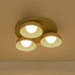 Dimmable Warm Light Khaki Matte 3 - Light Bowl LED Flush Mount - LightfixturesUAE