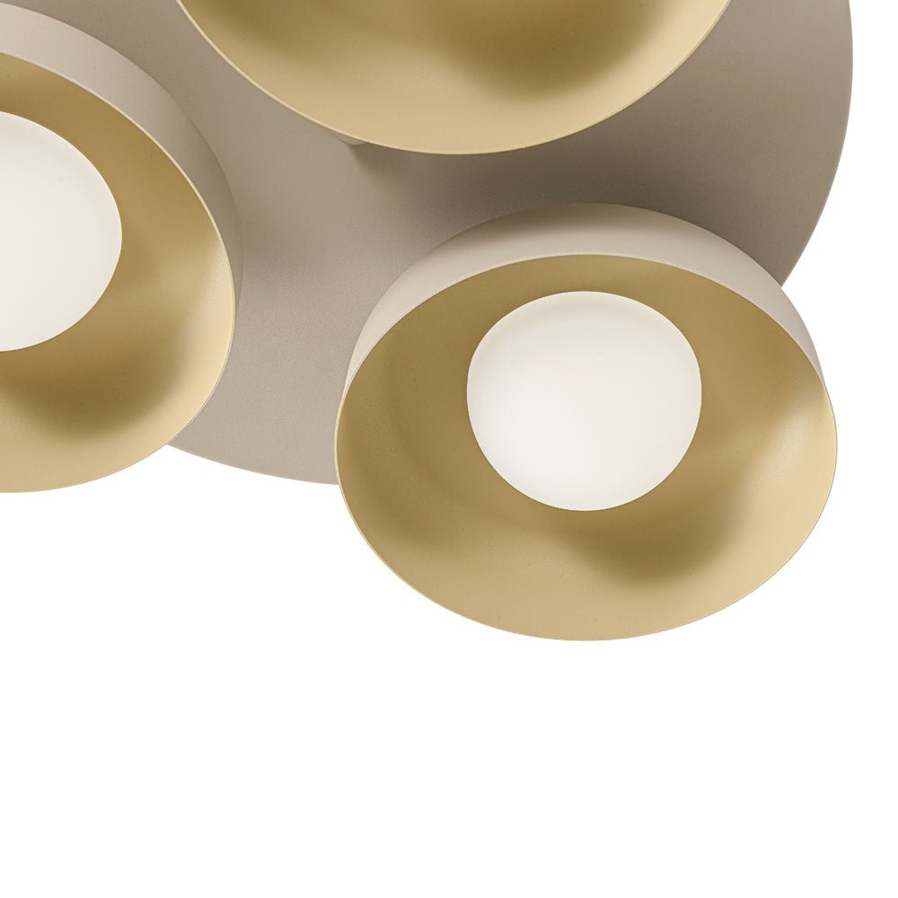 Dimmable Warm Light Khaki Matte 3 - Light Bowl LED Flush Mount - LightfixturesUAE
