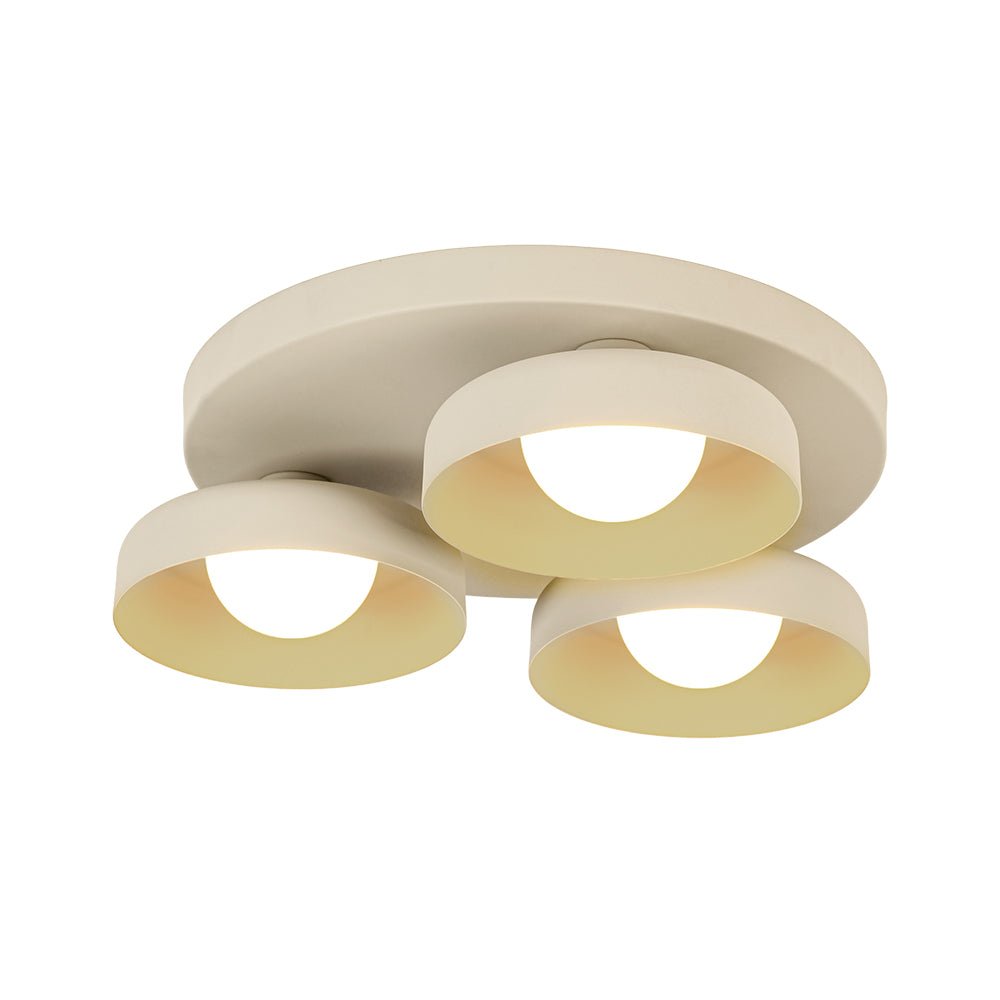 Dimmable Warm Light Khaki Matte 3 - Light Bowl LED Flush Mount - LightfixturesUAE